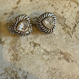 Silver Heart Earrings- Clip On ( cushion on 1 clip missing) beautiful earrings